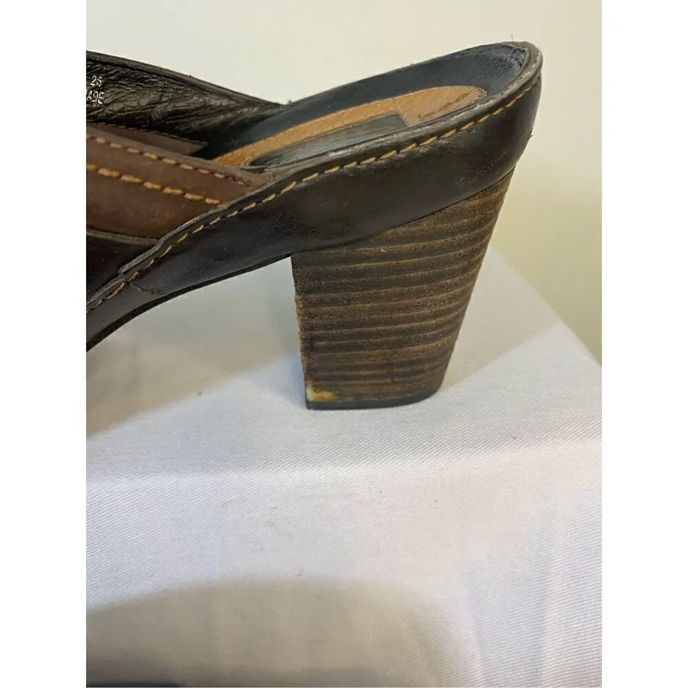 CLARKS Artisan Size 10 Brown Leather Heeled Mule